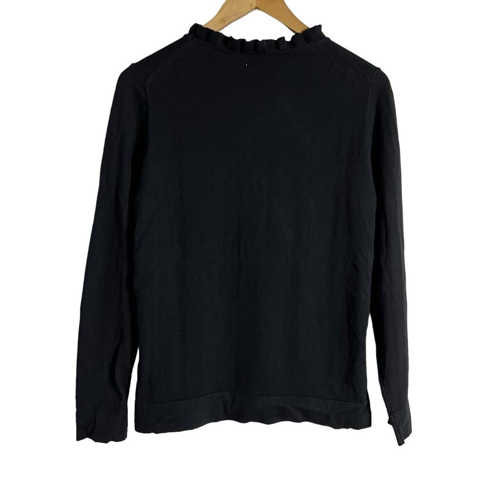 J.Crew Black Ruffleneck Long Sleeve Crewneck Pullover Sweater Size L - Picture 5 of 6